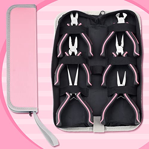 6-Piece Jewelry Pliers Set with Case, Including Needle Nose, Bent Nose, Diagonal, End Nippers, Perfect for DIY Crafting, Beading & Repairing - style: Mini Pliers Set