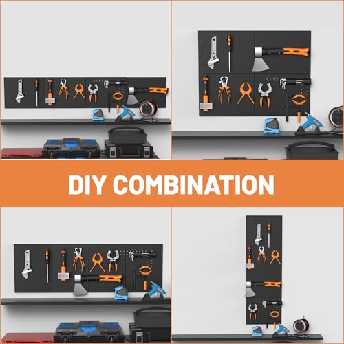 Ultrawall Metal Peg Board Panels with Hooks, Garage Pegboard Tool Organizer - size: 4pack 16"X12"