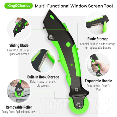 King&Charles Versatile Screen Roller Tool, 3pcs Different Roller+Hook+Trim
