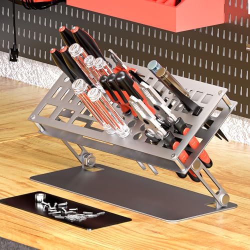 Screwdriver Organizer Holder Rack: Height Adjustable (Silver) - color: Silver