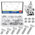 Glarks 120pcs M8 T Slot Drop-in Bolt with Hexagon Flange Nut Set, 16/20/25/30/35/40MM Hammer Head T-Bolt, T Shape Stud Sliding Screw Assortment Kit - size: M8