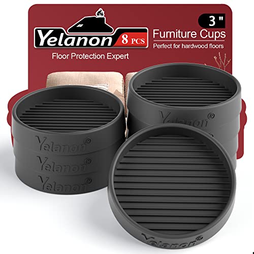 Yelanon Furniture Coasters 8 Pcs 3" Round Black Caster Cups for Hardwood - size: 8pcs 3" Round Black