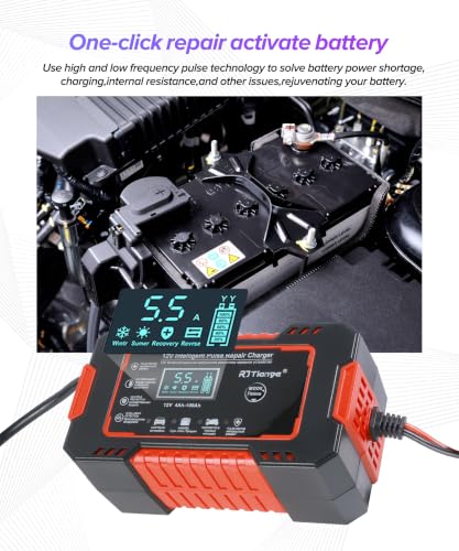 Car Battery Charger,Car Accessories Universal Portable 12V 6A Automatic Smart Battery Trickle Charger with LCD Display,Automotive Tool,Suitable for Most Cars,SUVs,MSedans,Trucks,Minivans (Red) - color: Red