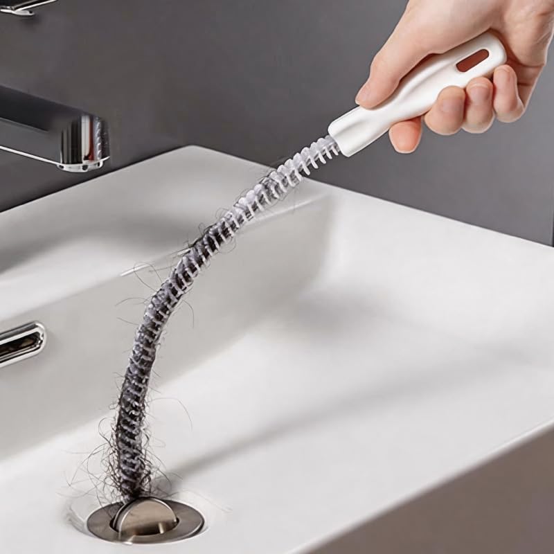 1 Pack Sink Drain Overflow Cleaning Brush, 17.7 Inch Flexible Sewer Hair Catcher for Bathroom Tub and Wash Basin