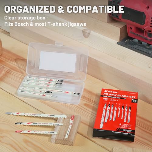 EZARC 36PCS Jigsaw Blades Set, Assorted T-Shank for Woodworking - size: Mix Pack-36PC