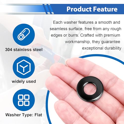 400PCS 1/8 Inch Black Pop Rivet washers for Pop Rivets Diameter 1/8" 304 Stainless Steel pop Rivet Washer Aluminum pop Rivet washers Blind Rivet Washer - color: Black, size: 1/8"