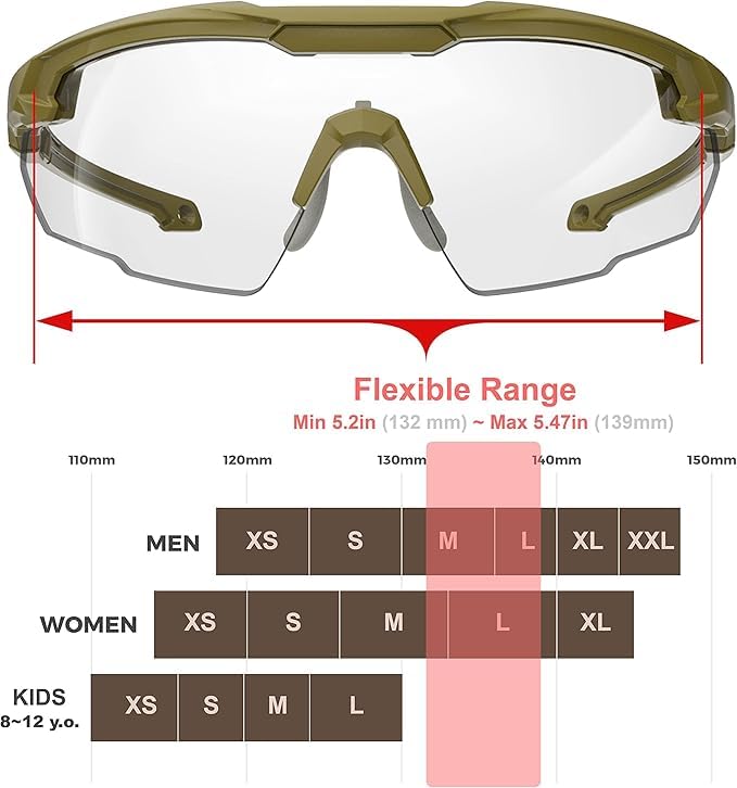 HTS HUNTERSKY Ballistic Tactical Shooting Glasses ANSI Z87+ UV400 Protective Eyewear - color: Green Clear+clear