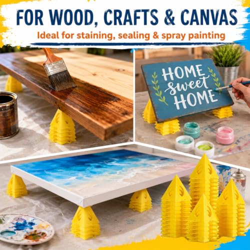 KATA 36PCS Painter's Pyramids, Paint Stands for Cabinet Doors & Woodworking - color: 36PC Painter's Pyramids Yellow