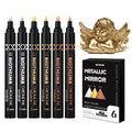 BIGTHUMB 6Pcs Liquid Chrome Paint Markers, Dual Tips Gloss Mirror Marker, Oil-based Permanent Chrome Maker, Reflective Metallic Pen Markers for Repairing, Model Painting DIY Art Projects - style: 6PCS Silver, Gold, Bronze