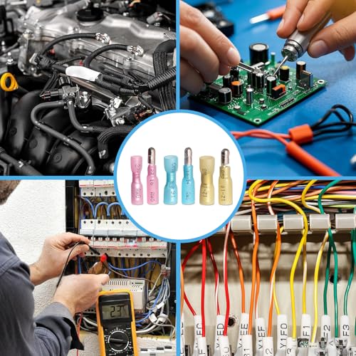 Heat Shrink Bullet Wire Connectors Kit 22-10AWG Male and Female Bullet Connector Set for Marine Automotive Stereo Wiring (Pack of 60PCS)
