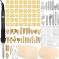 Lothee 136 Pcs Wood Burning Kit for Adults Beginners, Adjustable Temperature Pyrography Pen Set with Alphabet Number Tips, Stencils & Wood Chips, DIY Wooden Burner Tool for Embossing Carving