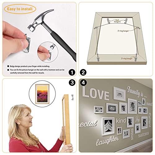 Picture Hanging Hooks, 50 Pcs Heavy Duty 10-50 lbs Picture Hangers Hardware kit with Nails for Picture Frame, Canvas, Mirror Hanging Decoration - size: 10-50LB SLV