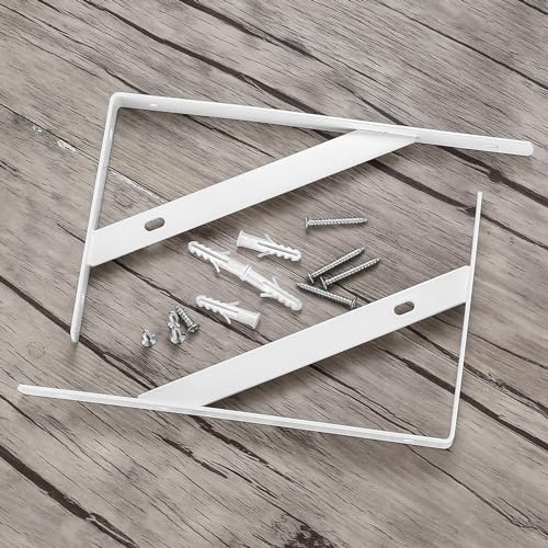 8 Pcs Heavy Duty Shelf Brackets, Floating Metal Shelf Brackets, Metal Wall Mount L Shaped Shelves Support Angle Brackets for Heavy Duty Floating Shelves Shelf Brackets (7.87x4.72 inch White) - size: 7.87 x 4.72 inch White
