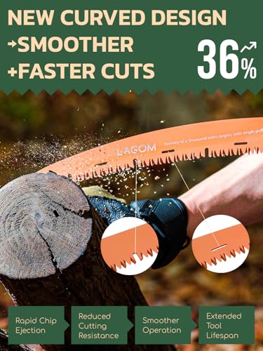 LAGOM Folding Pruning Saw | 11.4" Curved Blade | SK5 Steel | Secure Lock - style: Curved 11.4" Single