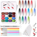 Sponges Pat Gel Nail Polish Palette, 16 Colors Blending Ombre Gel Polish Set Patting Gradient Painting Nails Art, No Wipe, UV/LED Cured, 100Sponges 6Brushes 1Grabber Tools Kit (Set 02) - color: 16 Colors i
