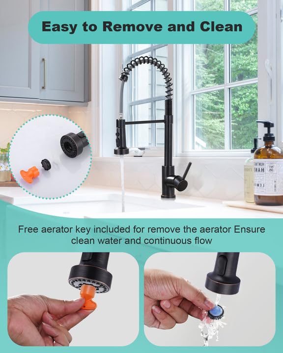 ARCORA Pull Down Kitchen Faucet Head Replacement with 13 Adapters, 3 Modes - color: Oil Rubbed Bronze