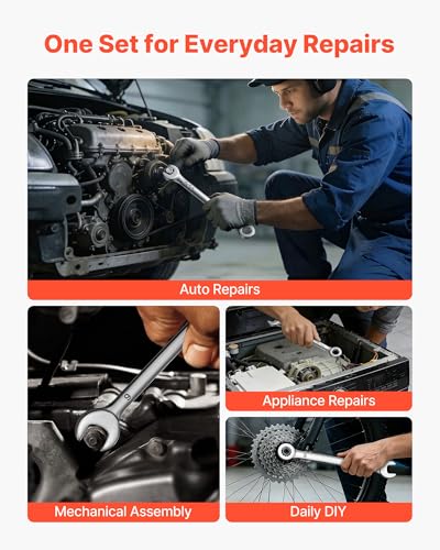 VEVOR Combination Wrench Set, 42-Piece SAE and Metric, 12-Point Box End and 15° Angled Open End Combination Wrenches with Roll Up Pouch, Carbon Steel, for General Household and Automotive Repairs - size: 42PCS (Metric&SAE)