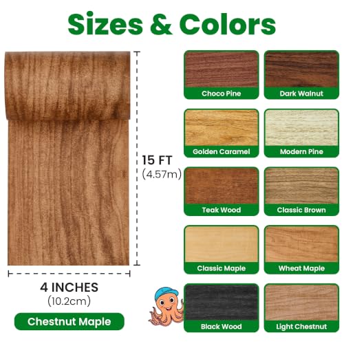 ECOHomes Wood Grain Repair Tape (Chestnut Maple, 4 Inch x 15 Feet) - color: Chestnut Maple, size: 4 Inch By 15 Ft