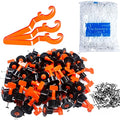 Tile Leveling System Kit,100pcs Reusable Tile Leveler Spacers+500pcs 1/12" Cross-shaped Tile Spacers+3pcs Wrench+50pcs 1/16" Replaceable Spare Steel T-Pin,Tools for Wall Floor Tile Adjustment(100) - size: 100