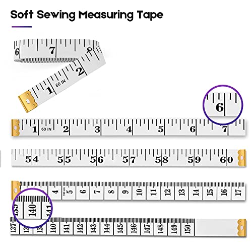 iBayam 2-Pack Soft Tape Measure 60" for Sewing, Body & Weight Loss, White - color: White