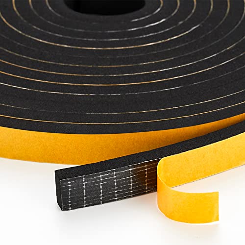 Ravinte Weather Stripping Door Seal, 1/2 x 1/8 Adhesive Foam Tape, 50 FT - color: Black, size: 1/2In x 1/8In x 50Ft