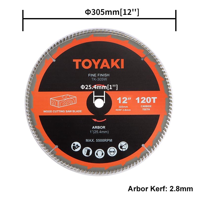 12-Inch Miter Saw Blade, 120-Tooth Hi-ATB for Cutting Wood | Arbor 1-Inch(25.4mm), Ultra-Fine Finish Professional Cutting Wood And Plastic, Use for Miter Saw Table Saw and Circular Saw - size: 12"_120T_arbor(25.4mm)