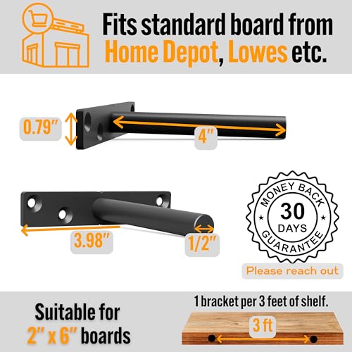 EVALD Heavy Duty Floating Shelf Brackets 4 Inch, Hidden Brackets for Shelving with Screws & Anchors, Floating Shelf Mount, Brackets for Floating Shelves (4 Pack) - size: 4 Inch, style: 4 Pack Heavy-duty