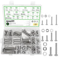 248Pcs M6 M8 M10 Screw Set Metric Bolt Assortment 304 Stainless Steel Nuts and Bolts Set Flat & Spring Washers Hex Head Cap Screws Bolts and Nuts Kit Includes 10 Common Sizes Fully Thread - size: M6 M8 M10-248Pcs