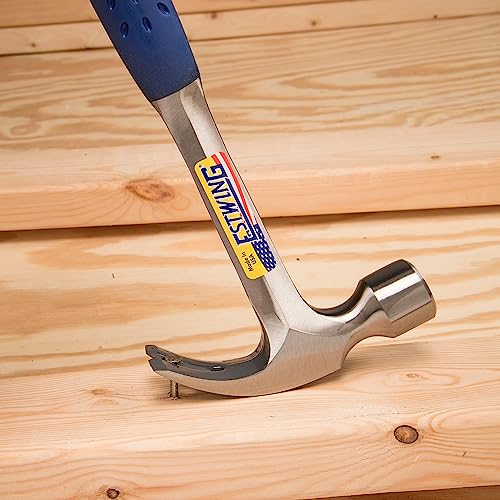 Estwing Framing Hammer - 22 oz Curved Claw with Smooth Face & Shock Reduction Grip - E3-22CR - size: 22 oz Standard Handle, style: Smooth Face