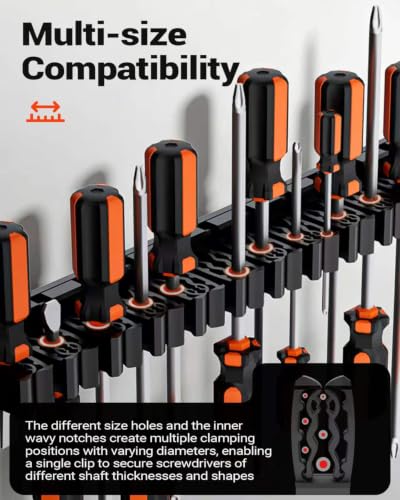 DEHOYI Magnetic Screwdriver and Wrench Organizer for Workshop, Garage | Heavy-Duty Tool Organizer with Magnet & Space-Saving Tool Holder | Gift for Father, Brother, Boyfriend (2 PCS) - color: Black, size: 2 pcs