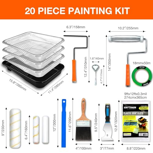 20 Pcs Paint Roller Kit with Paint Roller Covers 9-inch & 6-inch - color: 20 Pack, 9" & 6" roller