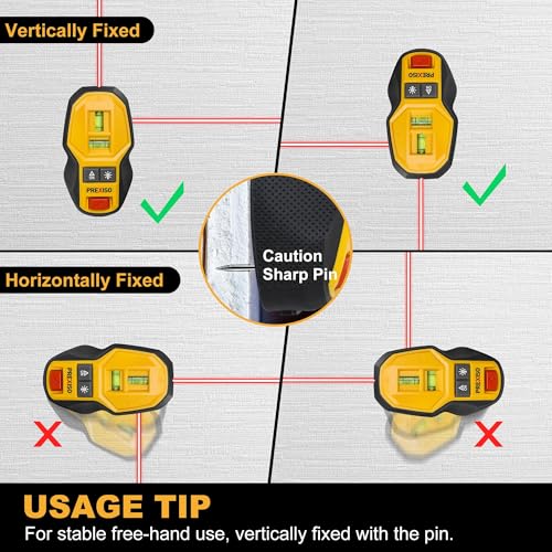 PREXISO Rechargeable Cross Line Laser Level & Magnetic Stud Finder, 2-in-1 Leveler Tool, Non-Electronic Stud Finder