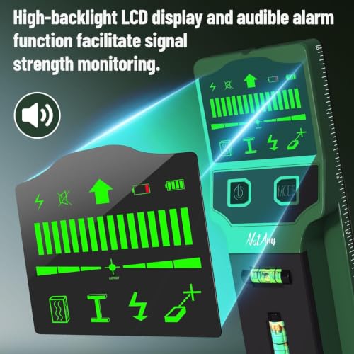 Stud Finder Wall Scanner - 7-in-1 Electronic Stud Detector with HD LCD Display, Detects Wood, Metal, AC Live Wire, Joists & Pipes, Wall Scanner with Laser Level & Bubble Level Ruler
