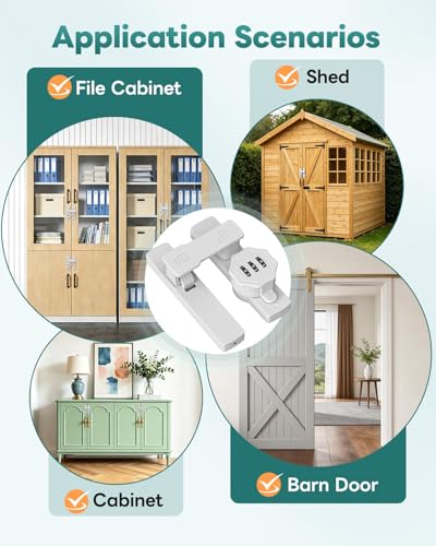 Keyless 90/180 Degree Sliding Barn Door Lock Latch, White-1PC - color: White-1PC