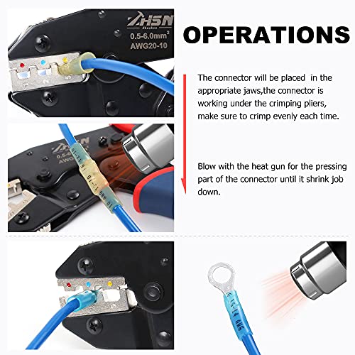 Heat Shrink Crimping Tool Kit,Zhushan Ratcheting Wire Crimper for 330pcs (AWG 26-10) and 260pcs (AWG 22-10) Heat Shrink Butt Connectors, Insulated Waterproof Electrical Terminals Splice Connectors - style: Heat Shrink Crimping Tool（260pcs+330pcs）