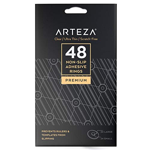 ARTEZA Quilting Rulers Set of 4, Acrylic Square Quilting Rulers for Sewing and Fabric Cutting, 4.5 x 4.5, 6 x 6, 9.5 x 9.5, 12.5 x 12.5 Inch, Dual-Color Grid, 30/45/60 Degree, 48 Non-Slip Rings - size: 4.5 x 4.5, 6 x 6, 9.5 x 9.5, 12.5 x 12.5 in