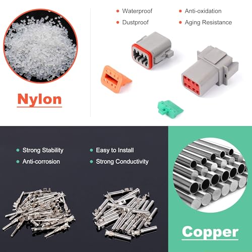 188PCS Deutsch Connector Kit,8 Sets 2/3/4/6/8/12 Pin Automotive Waterproof Car Electrical Wire Connectors Plug for Motorcycle, Truck, Car, Boats, Scooter(16-22AWG) - size: 188pcs