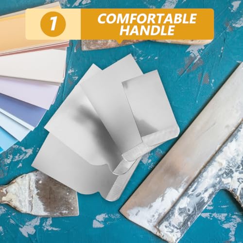 4 Piece Putty Knife Scraper Set Stainless Steel Drywall Knife Set for Spackle Applying Wallpaper Removal Paint Spreading Plasterboard Repair and Wall Decoration