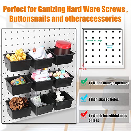 Yookeer 20 Pcs Pegboard Bins and Cups Accessories with Hooks, Black - color: Black
