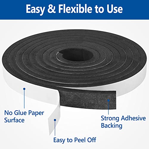 Kikerike Self Adhesive Foam Tape Weatherstrip 1In x 1/16In x 66Ft High Density Foam Insulation Strips Seal Weather Stripping with Strong Adhesive for Door and Window Sound Isolation Soundproofing - size: 1in x 1/16in x 66Ft