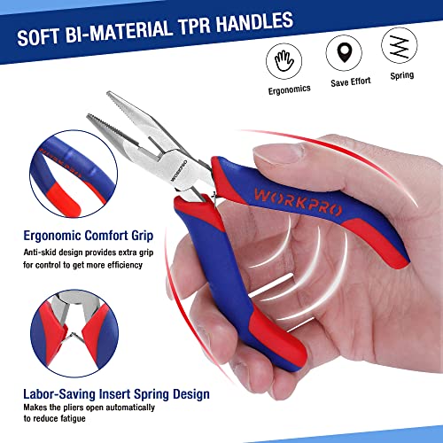 WORKPRO Mini Pliers Set, 3-Piece Small Pliers Tool Kit