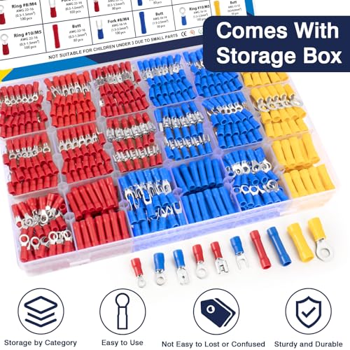 ZQZ 1520Pcs Wire Connectors Kit, Crimp Electrical Terminal Connectors - size: Mixed Crimp