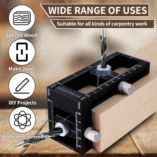 2-in-1 Auto Centering Dowel Drilling Jig with 8 Size Drill Bushings 3-10mm - color: Black