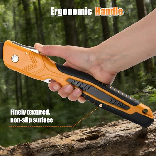 Folding Saw, 8" Branch Saw with Two Blades - color: Yellow