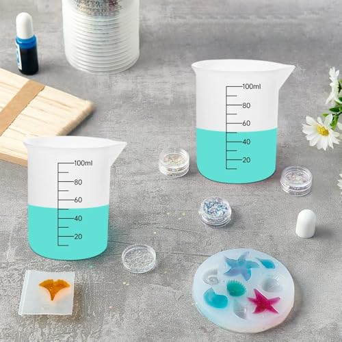 8 PCS Silicone Measuring Cups Kits,Silicone Measuring Cup,100ml Non-Stick Mixing Cups,Precise Scale,Durable Easy Clean for Epoxy Resin,Stain Jewelry Making,Casting Molds, Waxing,DIY, Art,Craft - size: 100ML*8