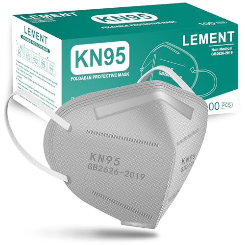 LEMENT KN95 Face Masks,100PCS 5-Ply Grey Breathable Cup Dust Mask For Adult - color: Adult-100 Pack-grey