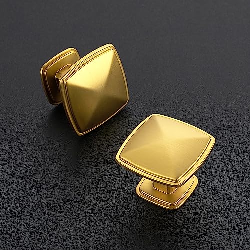 Ravinte Brushed Brass Solid Knobs Gold Kitchen Cabinet Pull,5 Pack,Square-1 - style: Traditional