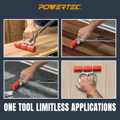 POWERTEC Extendable Floor and Wall Roller for Vinyl Flooring, Tile & Linoleum Roller with Extendable 17" to 27" Handle, 7.5" Wide for LVP, Veneer, Carpet, Wall Coverings, 1PK (71033) - size: 17"-27" Extendable, style: Straight Roller