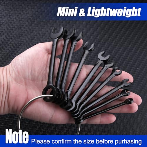 Mini Wrench Set Metric 10 PCS Ignition Wrench Set, 4-11mm, Black - style: Metric(Black)