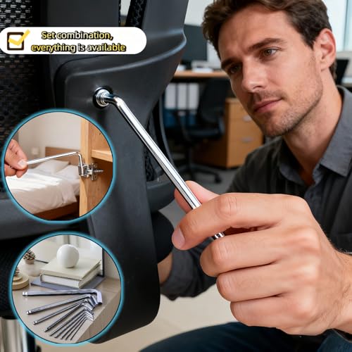 Professional 9-Piece Ball End Hex Key Set, Chrome Vanadium Steel L-Wrenches, 1.5-10mm Metric Sizes, Industrial-Grade with Storage Case for Automotive, Motorcycle, DIY Repair (M) - size: M